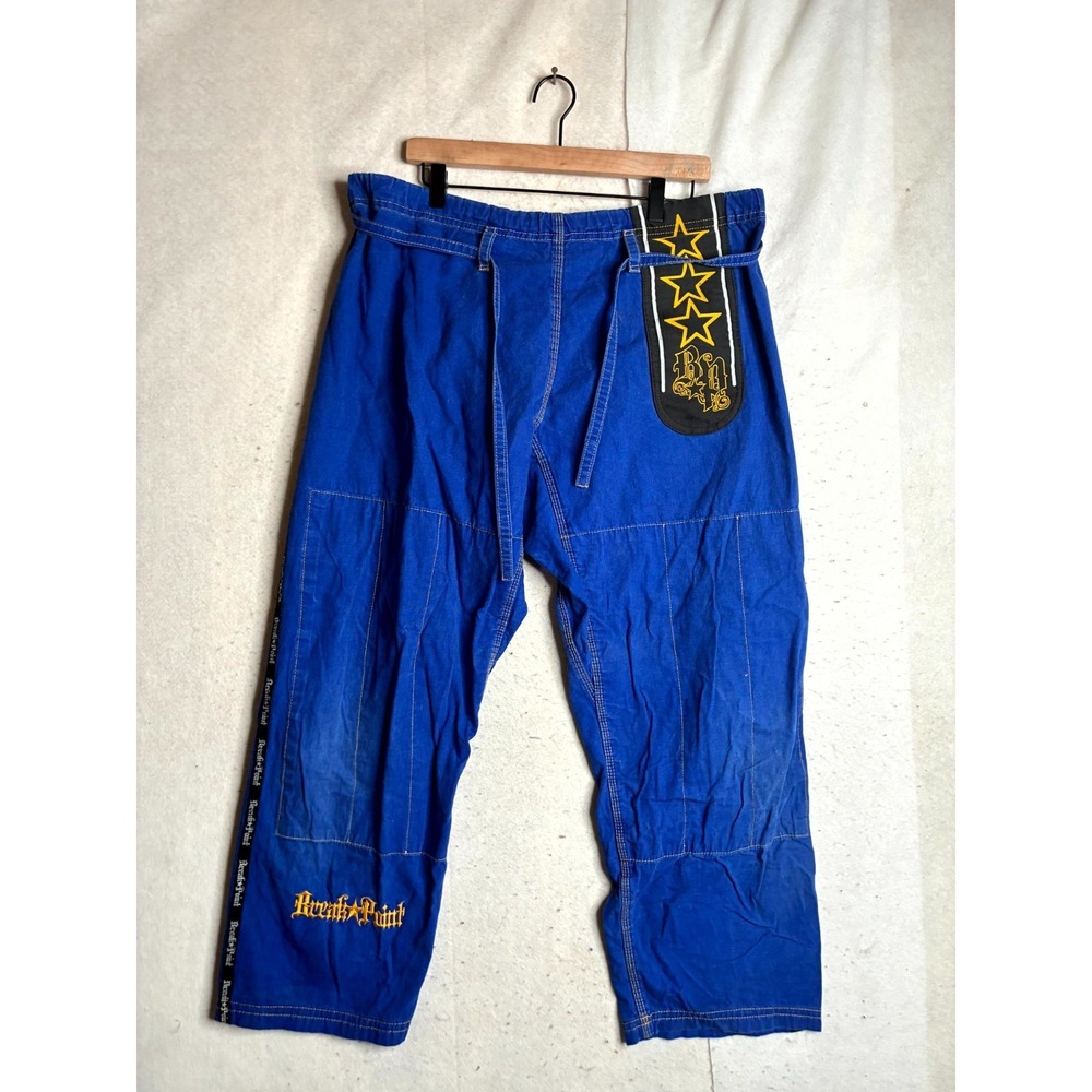 Break Point Brazilian Jiu-Jitsu Gi Pants Men's 38 Blue Embroidered Drawstring